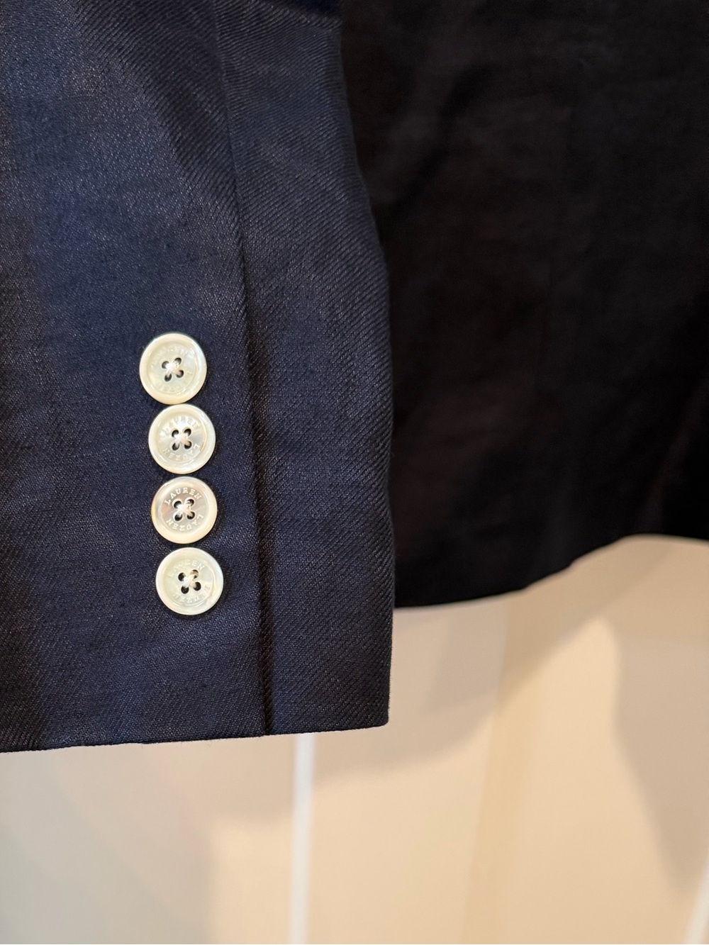Lauren Ralph Lauren Navy Linen Double Breasted Blazer Size 6 Classic Preppy - Picture 6 of 14